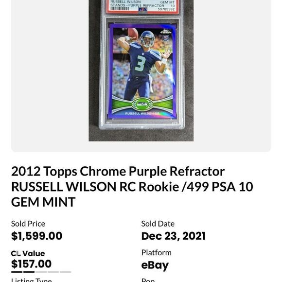 Topps chrome Kids Trading Card of Russell Wilson 362/499 refractor mint - Picture 5 of 5